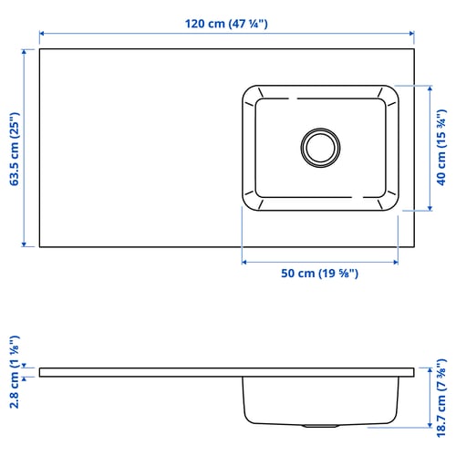 Illustration with measurements for the product: OLOFSJÖN.