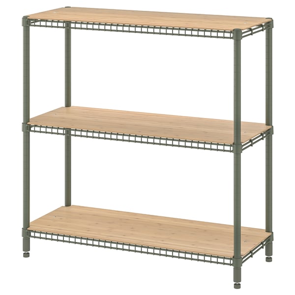 OMAR 1 shelf section, greygreen bamboo, 92x36x94 cm IKEA