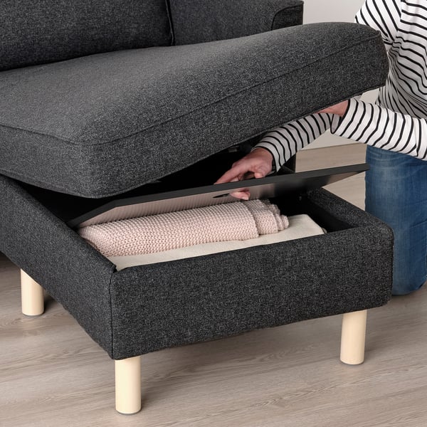 PÄRUP 3-seat sofa with chaise longue, Gunnared dark grey