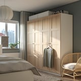 PAX / BERGSBO Wardrobe, white/white stained oak effect, 200x60x201 cm
