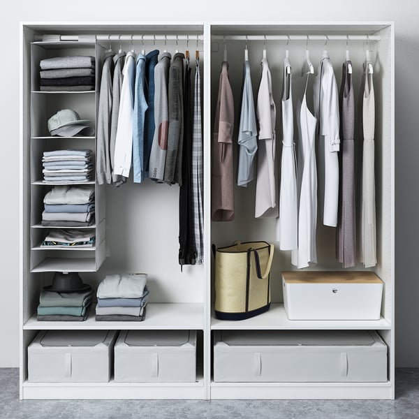 PAX / BERGSBO Wardrobe, white/white stained oak effect, 200x60x201 cm