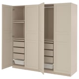 PAX / FLISBERGET Wardrobe combination, grey-beige/light beige, 200x60x201 cm