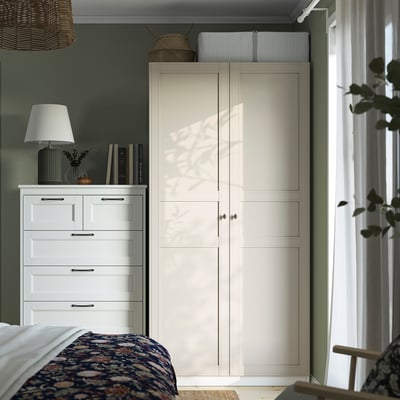 PAX / FLISBERGET Wardrobe, white/light beige, 100x60x201 cm