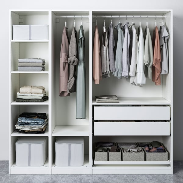 PAX / FLISBERGET Wardrobe, white/light beige, 200x60x201 cm