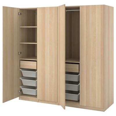 PAX / FORSAND Wardrobe combination, white stained oak effect/white stained oak effect, 200x60x201 cm