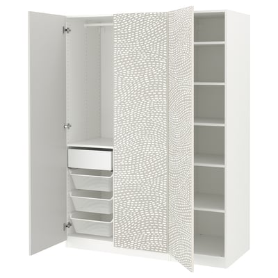 PAX / MISTUDDEN Wardrobe combination, white/grey patterned, 150x60x201 cm