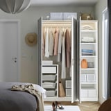 PAX / MISTUDDEN Wardrobe combination, white/grey patterned, 150x60x201 cm