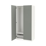 PAX / REINSVOLL Wardrobe, white/grey-green, 100x60x201 cm