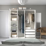 PAX / TYSSEDAL Wardrobe, white/white glass, 175x60x201 cm