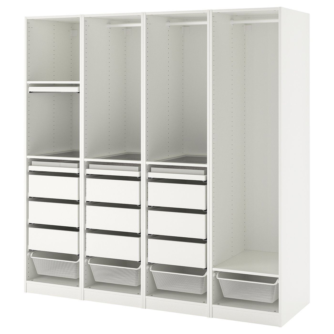 PAX wardrobe combination, white, 200x58x201 cm - IKEA