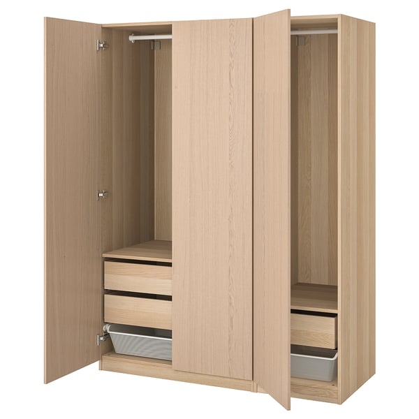 Pax Wardrobe White Stained Oak Effect Forsand White Stained Oak