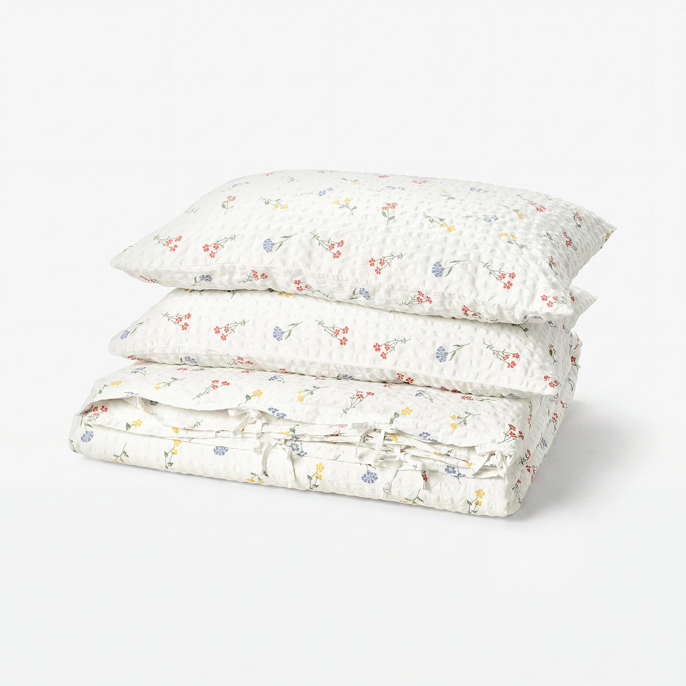 PILDVÄRGMAL Duvet cover and 2 pillowcases, white/floral pattern, 240x220/50x80 cm