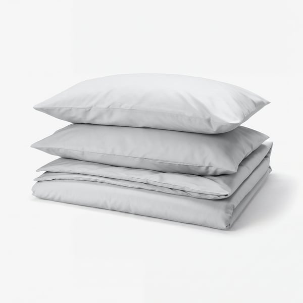 PILTANDVINGE Duvet cover and 2 pillowcases, grey, 200x230/50x80 cm