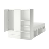 PLATSA Bed frame with 2 door+3 drawers, white/Fonnes, 142x244x163 cm