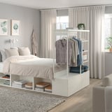 PLATSA Bed frame with 4 drawers, white/Fonnes, 140x244x163 cm