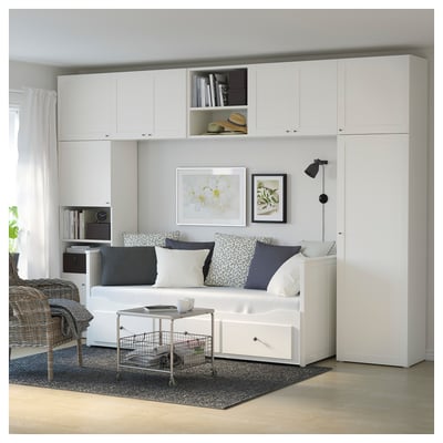 PLATSA Wardrobe with 8 doors+3 drawers, white/Fonnes Sannidal, 340x42x241 cm