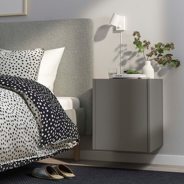 PLÖJKER Bedside table, dark grey, 41x41x50 cm