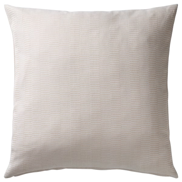 PLOMMONROS Cushion cover, beige/white, 50x50 cm