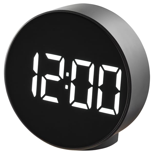 PLUGGET Alarm clock, black, 11 cm