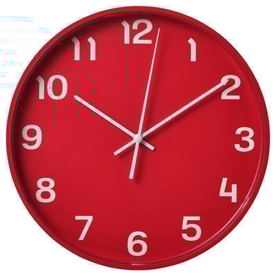 PLUTTIS Wall clock, red, 28 cm