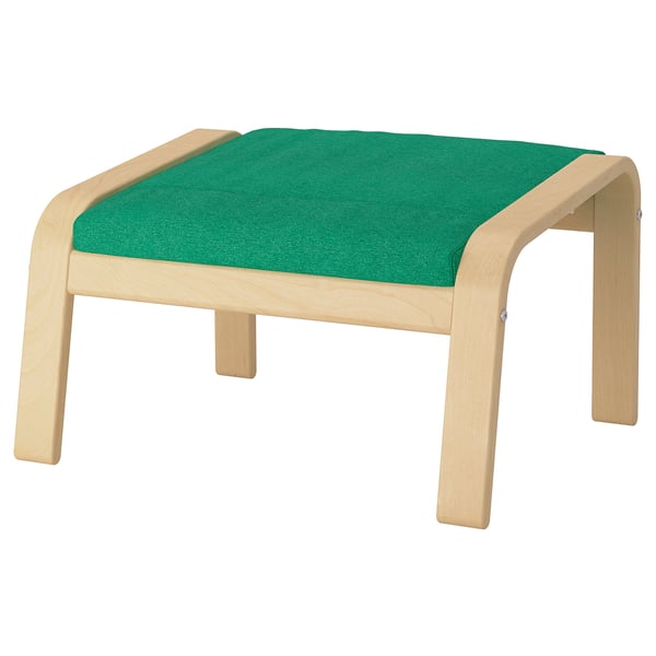 Poang Footstool Birch Veneer Lysed Bright Green Ikea