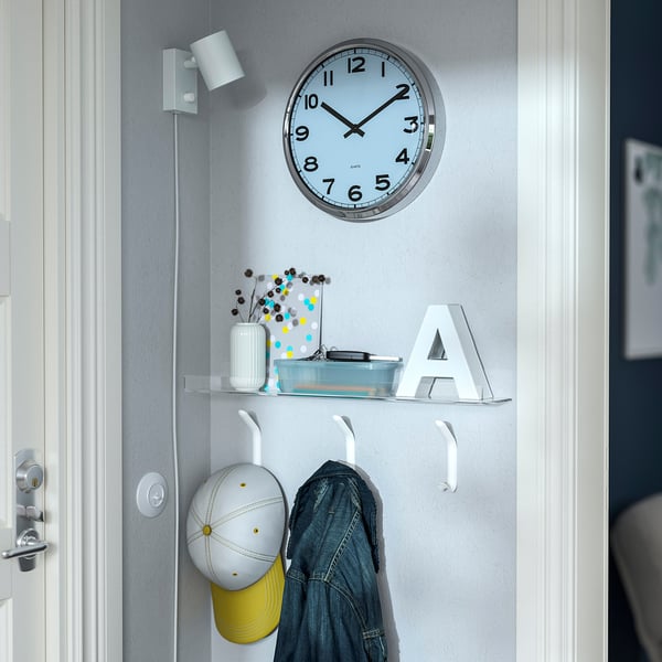 PUGG Wall clock, stainless steel/turquoise, 32 cm