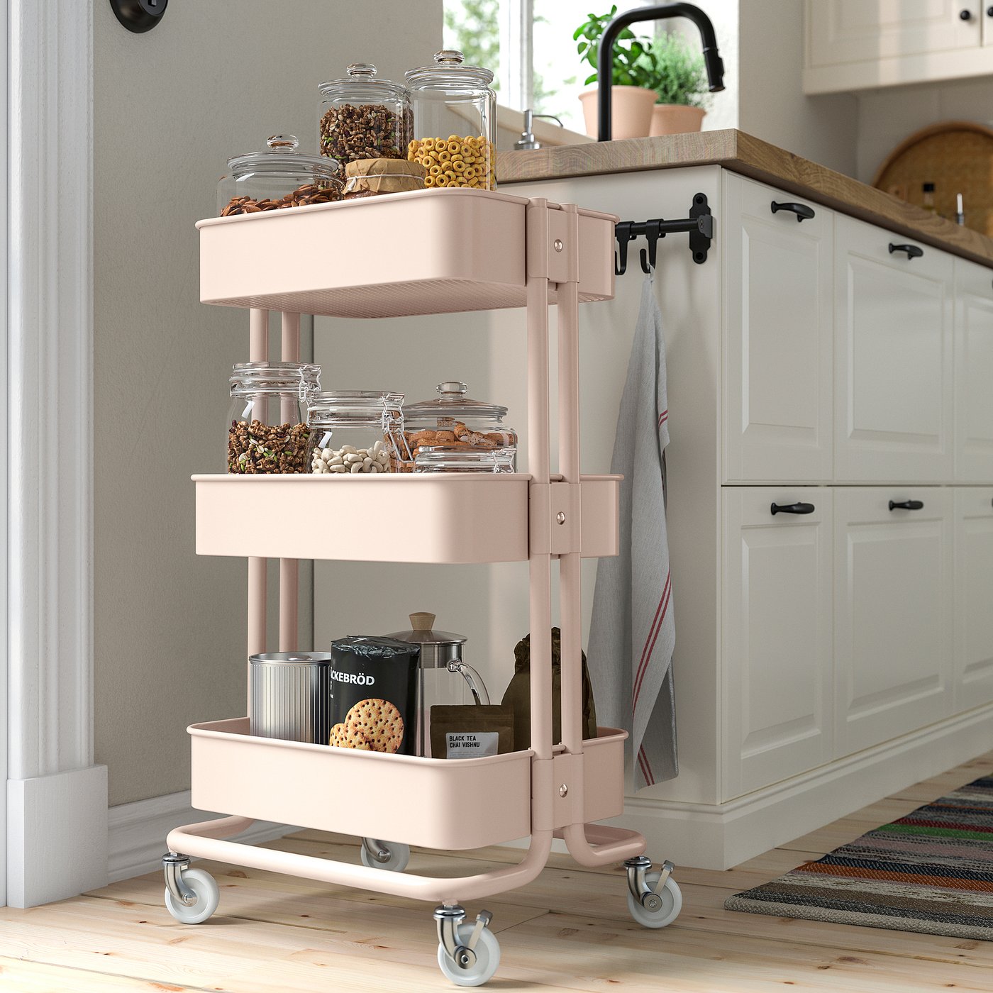 RÅSKOG ロースコグ ワゴン　ピンク　35x45x77 cm RÅSKOG trolley, pink, 35x45x77 cm - IKEA