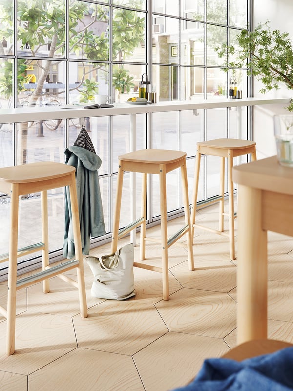 RÖNNINGE Bar stool, birch, 75 cm
