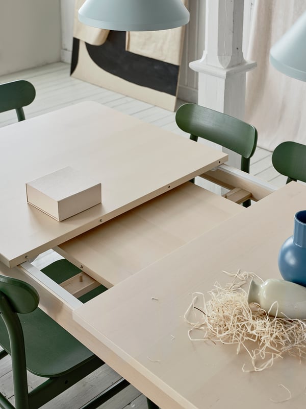 RÖNNINGE Extendable table, birch, 155/210x90x75 cm
