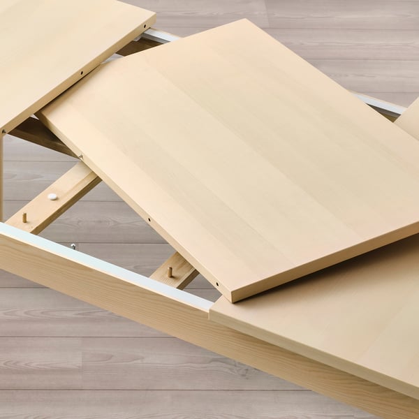 RÖNNINGE / KARLPETTER Table and 4 chairs, birch/Gunnared light green white, 155/210 cm