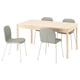 Option: RÖNNINGE / KARLPETTER Table and 4 chairs, birch/Gunnared light green white, 155/210 cm