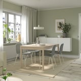 RÖNNINGE / KARLPETTER Table and 4 chairs, birch/Gunnared light green white, 155/210 cm
