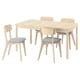 RÖNNINGE / LISABO Table and 4 chairs, birch/Tallmyra white/black white, 155/210 cm