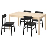 RÖNNINGE / RÖNNINGE Table and 4 chairs, birch/black, 155/210x90x75 cm