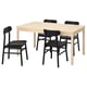 RÖNNINGE / RÖNNINGE Table and 4 chairs, birch/black, 155/210x90x75 cm