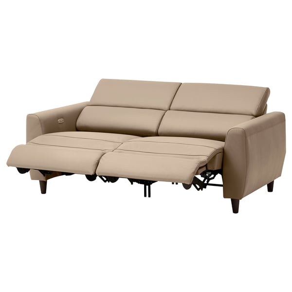 RULLERUM 2-seat sofa with electric recliner, Grann/Bomstad beige