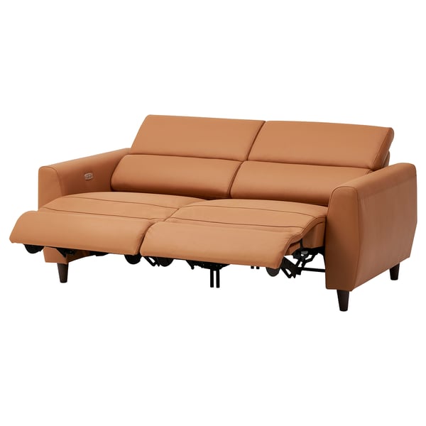 RULLERUM 2-seat sofa with electric recliner, Grann/Bomstad golden-brown
