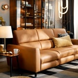 RULLERUM 3-seat sofa w 2 electric recliners, Grann/Bomstad golden-brown
