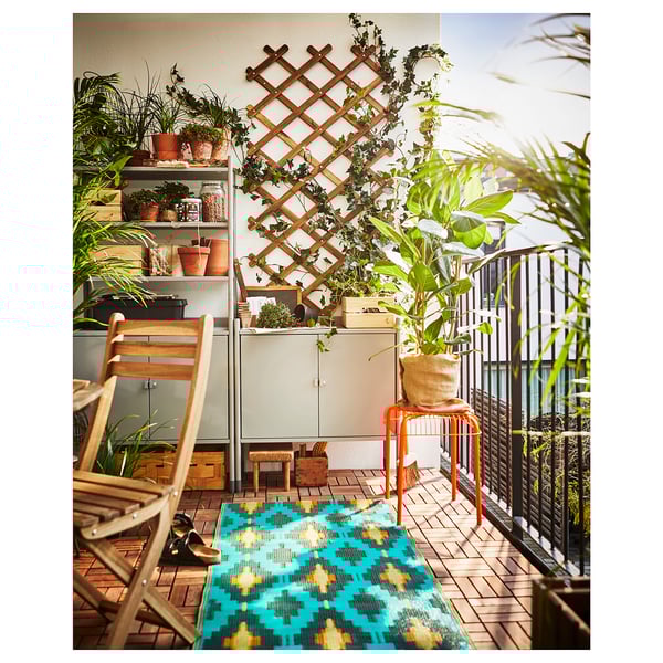 RUNNEN Floor decking, outdoor, brown stained, 0.81 m²