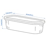 RYKTA Storage box with lid, transparent grey-blue, 9x24x7 cm/0.5 l