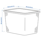 RYKTA Storage box with lid, transparent grey-blue, 36x50x35 cm/44.5 l