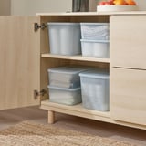 RYKTA Storage box with lid, transparent grey-blue, 18x24x12 cm/3.5 l
