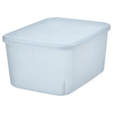 RYKTA Storage box with lid, transparent grey-blue, 18x24x12 cm/3.5 l