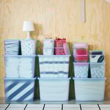 RYKTA Storage box with lid, transparent grey-blue, 18x24x12 cm/3.5 l