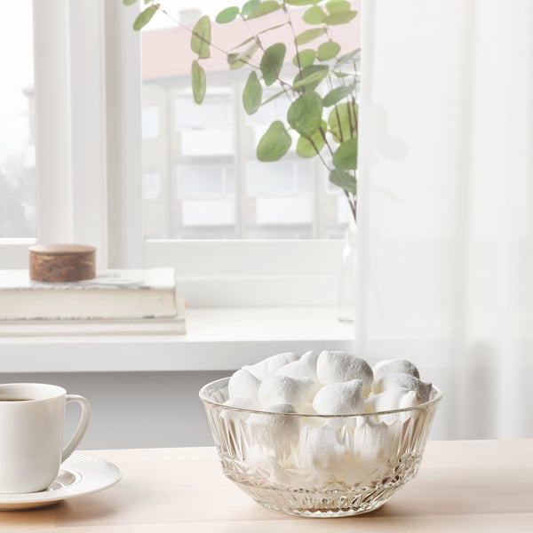 SÄLLSKAPLIG Bowl, clear glass/patterned, 15 cm