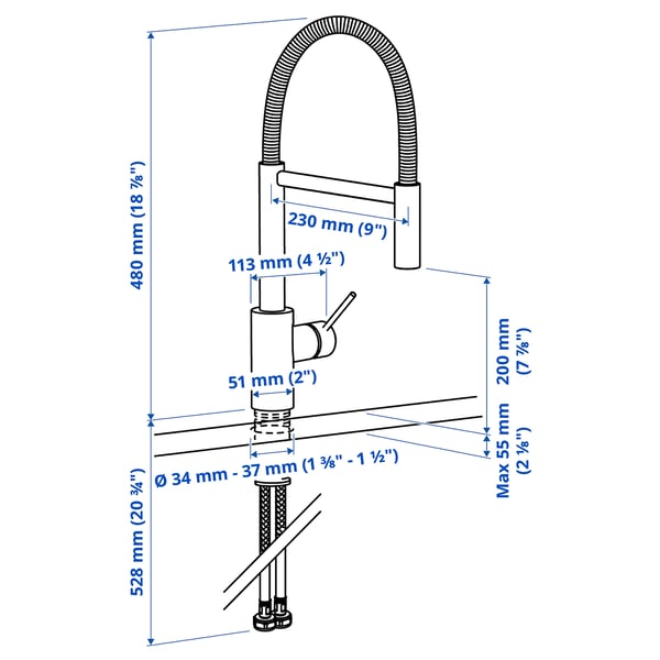 SALLSJÖN Kitchen mixer tap pull down w spray, stainless steel colour