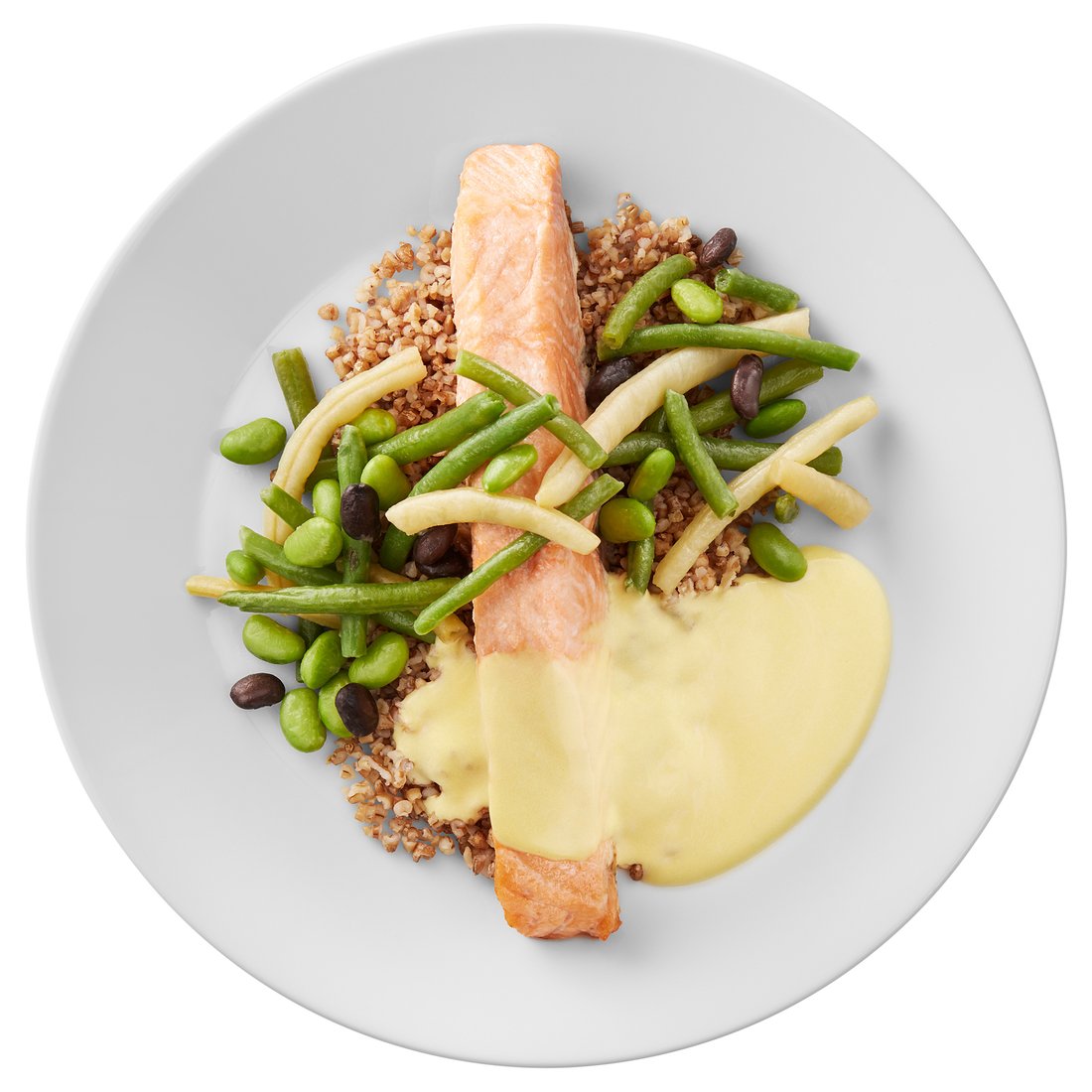 Salmon fillet, nordic grains and bean mix hollandaise IKEA