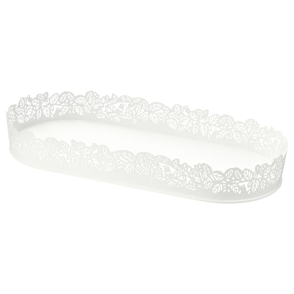 SAMVERKA Candle dish, oval white, 35x15 cm