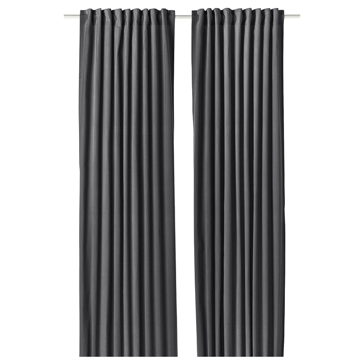 SANELA curtains, 1 pair, dark grey/with heading tape, 140x250 cm - IKEA