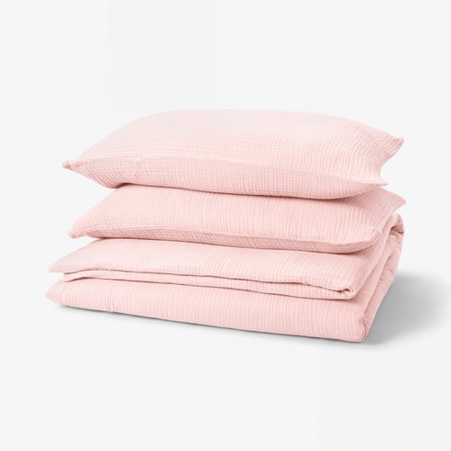 SCHERSMIN Duvet cover and 2 pillowcases, pale pink, 240x220/50x80 cm